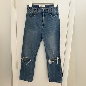 Abercrombie & Fitch Curve Love Light Blue Ankle Straight Ultra High Rise Jeans